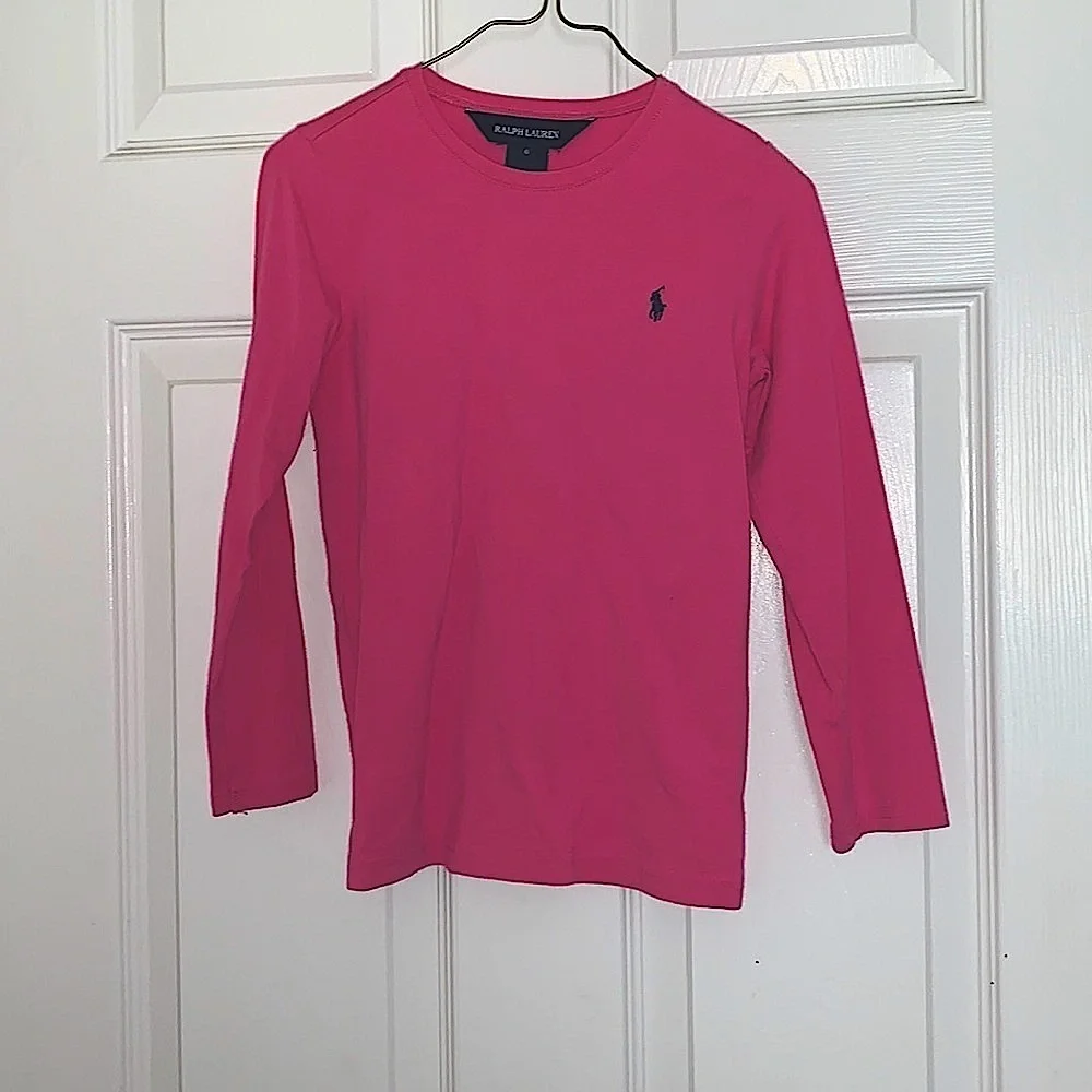 Girls pink  Ralph Lauren long sleeve polo